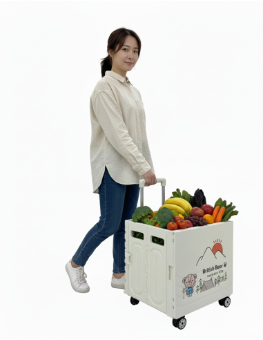 英國熊360度桌板購物推車-60L