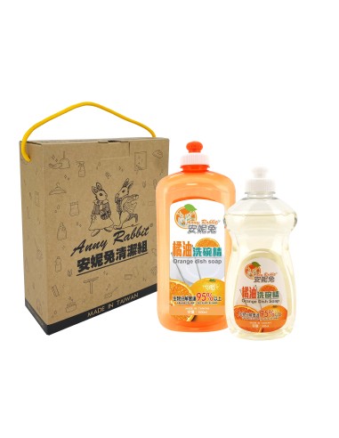 安妮兔橘油洗碗精禮盒C洗碗精1000&500