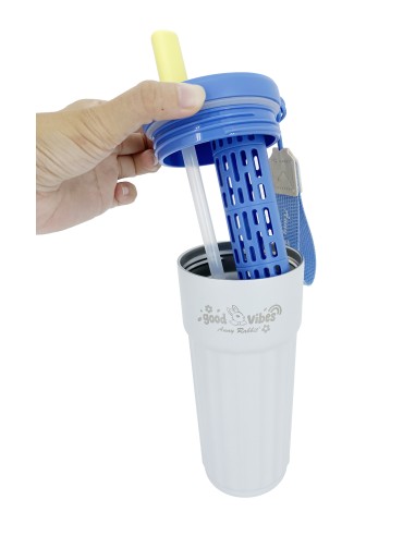 安妮兔吸管濾網真空杯-480ml