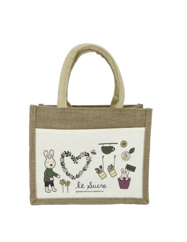 法國兔棉麻雙層手提袋
