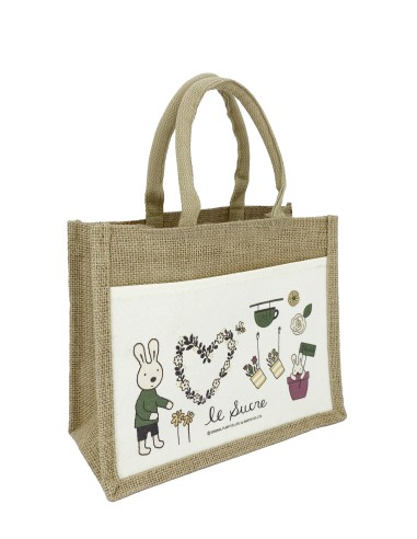 法國兔棉麻雙層手提袋