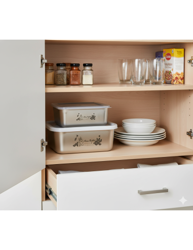 安妮兔不鏽鋼保鮮盒-1000ml+600ml