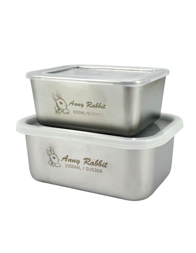安妮兔不鏽鋼保鮮盒-1000ml+600ml