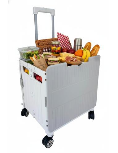 英國熊滑蓋摺疊購物推車65L(白)