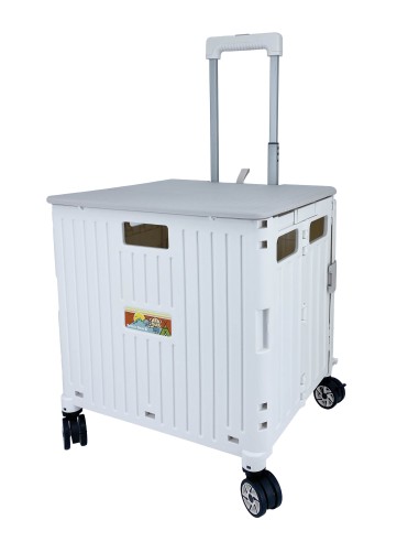 英國熊滑蓋摺疊購物推車65L(白)