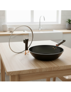 鍋霸碳鋼32CM鈦炒鍋附蓋