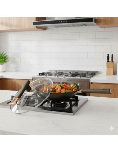 鍋霸碳鋼32CM鈦炒鍋附蓋