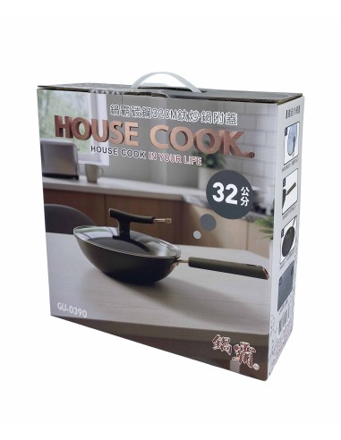 鍋霸碳鋼32CM鈦炒鍋附蓋