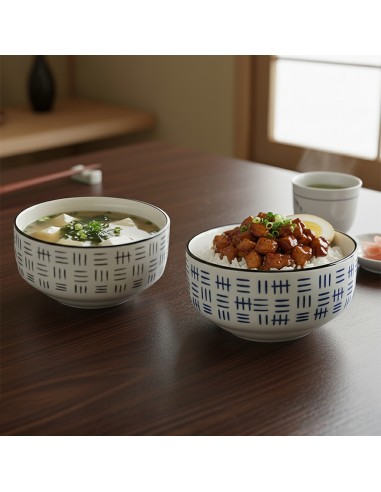 松村窯日式手繪波紋碗2入