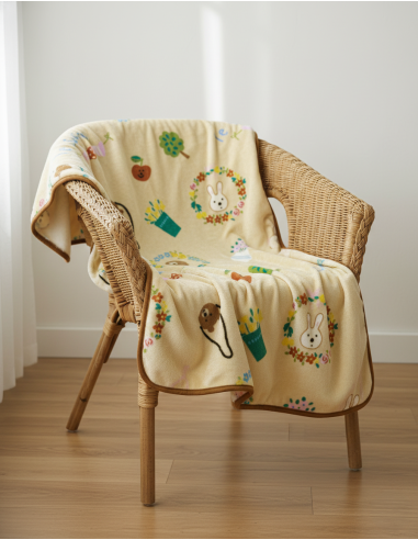 法國兔法蘭絨毯-花園90x130CM(盒裝)