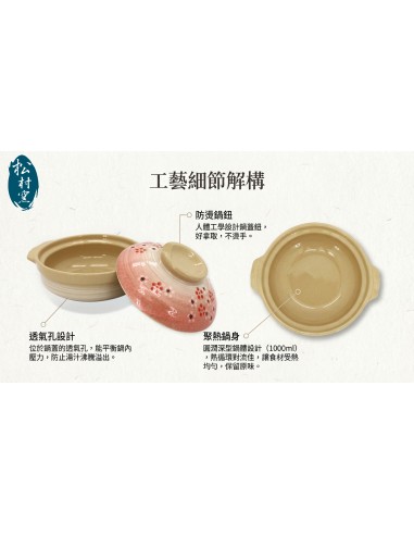 6方口四季碗+7.5砂鍋-紅梅