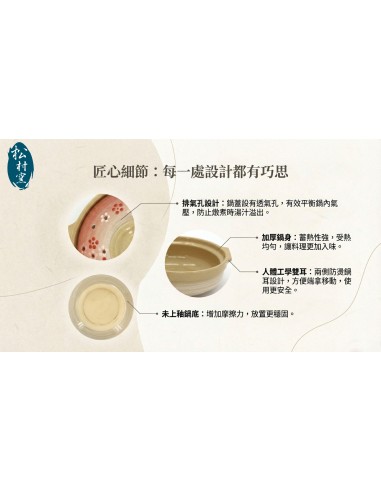 3方口櫻花碗+7.5砂鍋-紅梅