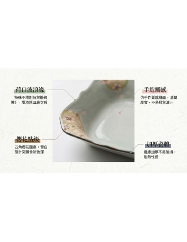 手造8.25吋荷口櫻花盤3入