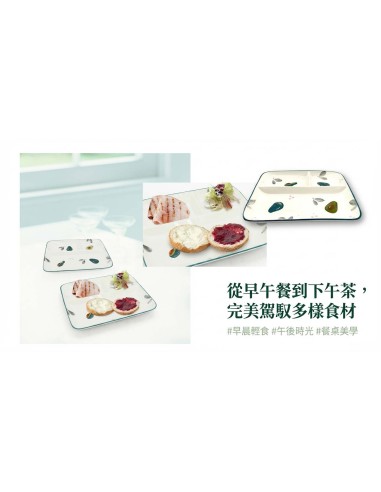 松村窯9.5吋長方三格盤-酪梨