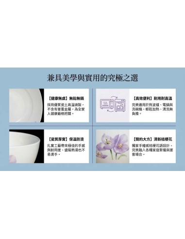 桔梗花餐具四件套 (大碗.小碗.大碟.小碟)