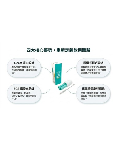 英國熊矽膠珍奶吸管組 綠