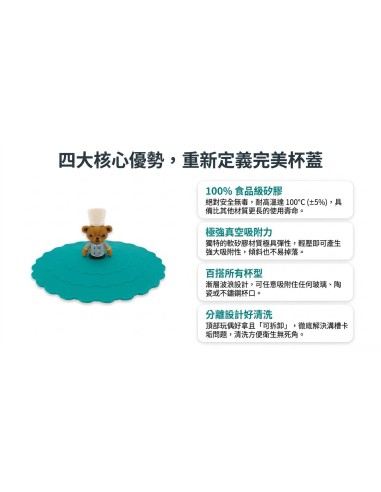 英國熊耐熱矽膠杯蓋-綠色(盒裝)