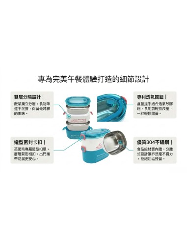 英國熊雙層橢圓疊疊飯盒