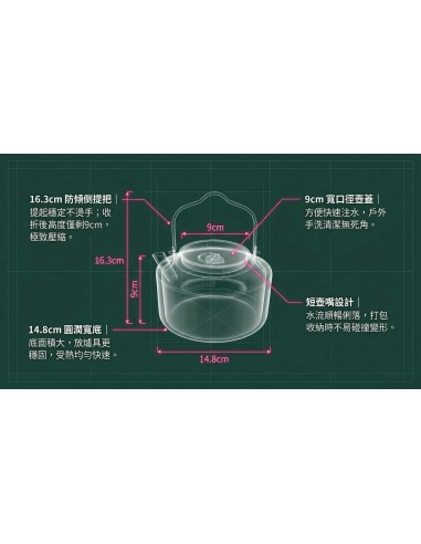 英國熊不鏽鋼露營茶壺1.2L附收納袋