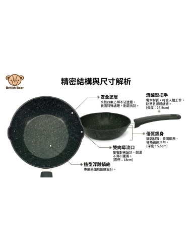 英國熊單把不沾鍋18cm
