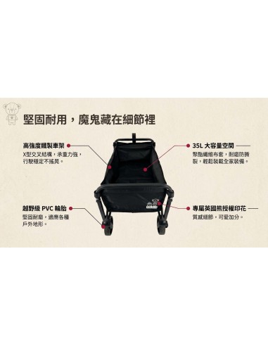 英國熊越野可拆解摺疊大推車-35L