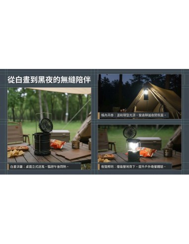 英國熊伸縮露營燈風扇-黑(盒裝)