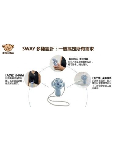 英國熊手持掛脖風扇(盒)
