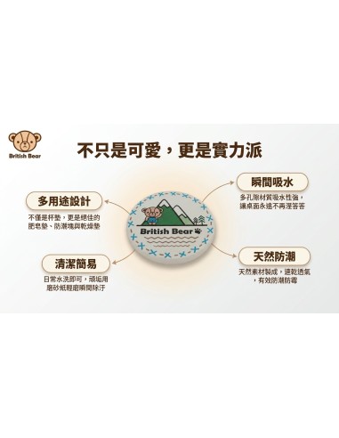 英國熊珪藻土杯墊-登山(盒裝)