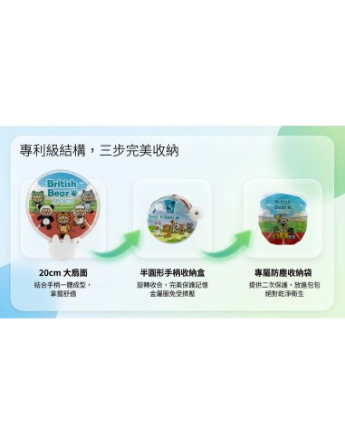 英國熊硬殼收納摺疊扇附袋