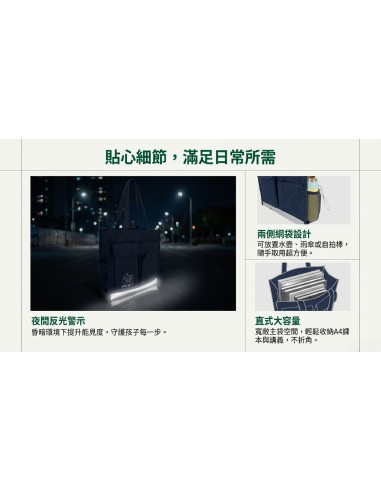 英國熊環保紗直式反光補習袋