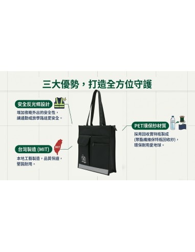 英國熊環保紗直式反光補習袋