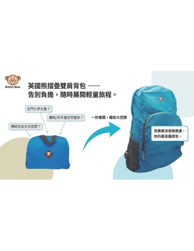 英國熊摺疊雙肩背包 (PP袋)