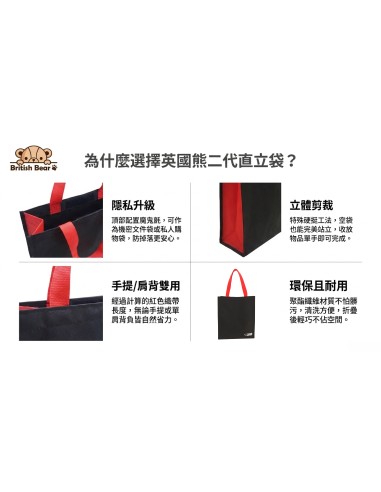 英國熊直立式環保袋-(小)二代(PP袋)