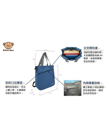 英國熊台製斜口背提雙用袋包