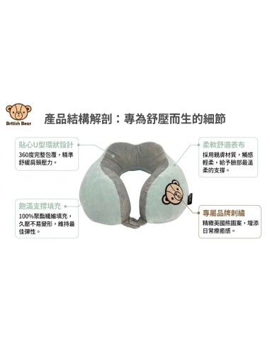 英國熊甜甜圈造型頸枕