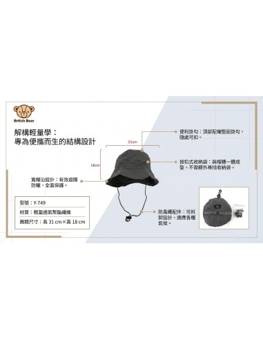 英國熊摺疊漁夫帽