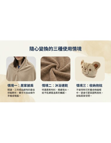 英國熊超細纖維連帽浴巾70*140CM