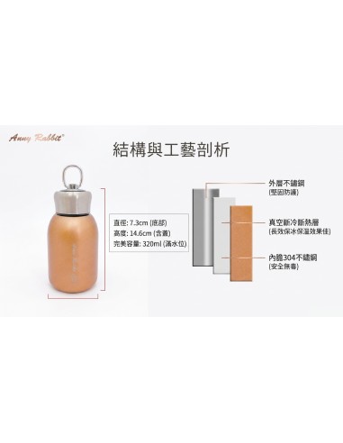 安妮兔提把胖胖真空瓶320ML
