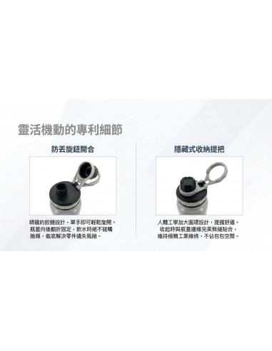 安妮兔真空提把運動瓶850ml-灰
