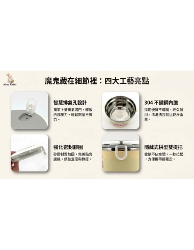 安妮兔北歐深型三層便當盒2.4L