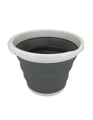 北歐風矽膠折疊水桶10L-灰白