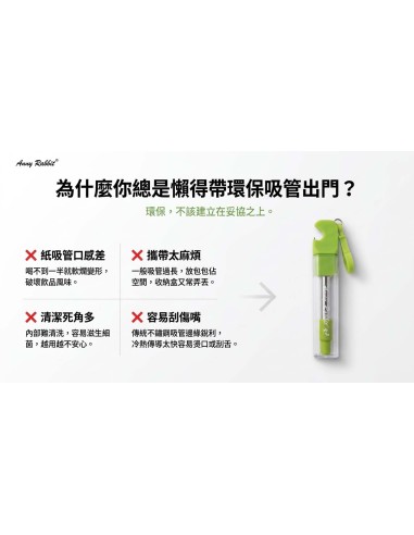 安妮兔不鏽鋼伸縮吸管開瓶組-綠