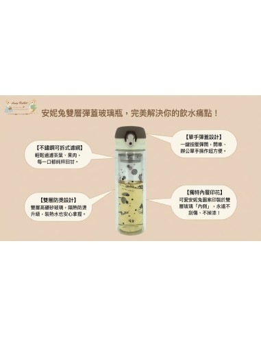 安妮兔雙層彈蓋濾網玻璃瓶-300ML