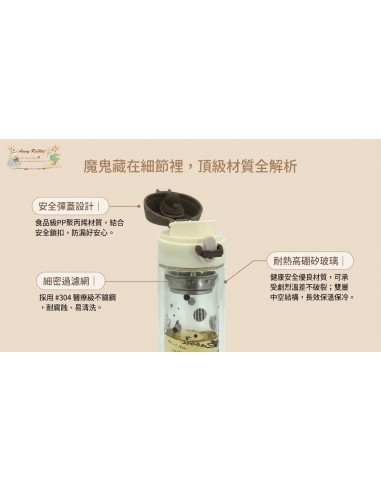 安妮兔雙層彈蓋濾網玻璃瓶-300ML