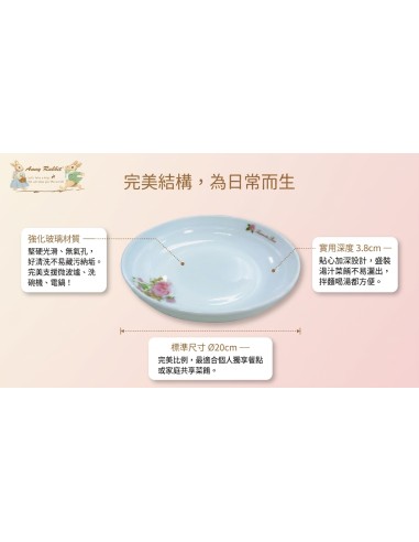 安妮兔玫瑰8"強化菜盤-2入
