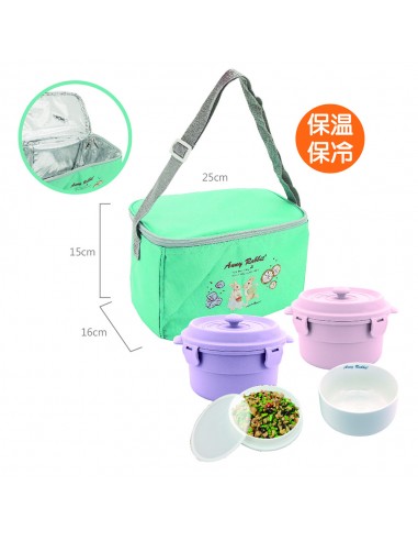安妮兔鑄鐵便當陶瓷雙 入+保冰袋