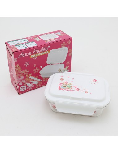 安妮兔玻璃保鮮盒附餐具-650ml