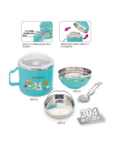 安妮兔雙層密封快餐杯