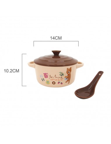 LOU露小熊5.5吋陶瓷蓋碗組-附匙 (盒裝)