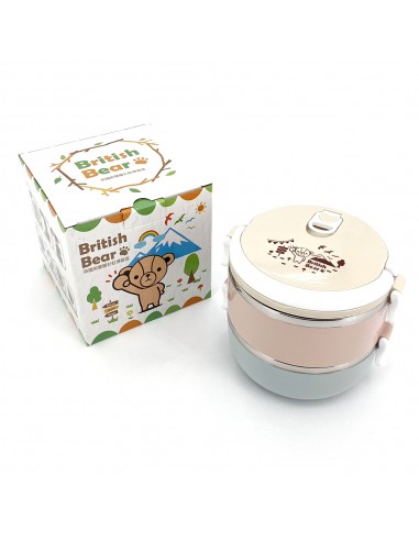 英國熊雙層彩虹便當盒+雙層保鮮袋花草(盒裝)